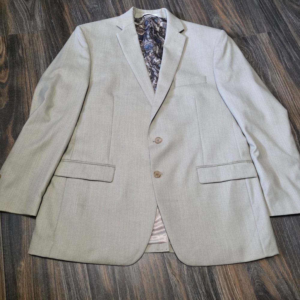 Lauren Ralph Lauren Mens 44R Tan Beige 2-Button Blazer Sport Coat Paisley Lining